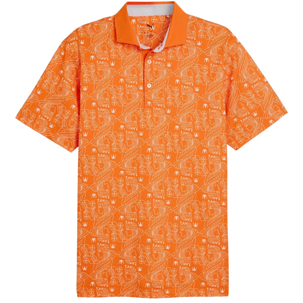 Puma (M, Orange) Mens Royal Crest Pique Golf Polo Shirt
