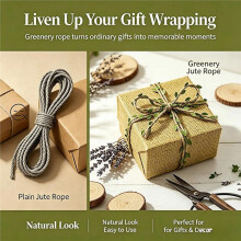 Jute Twine Ribbon with Leaves Rustic Vine Garland Braided Burlap Cord Ideal for Crafts,Weddings,Baby Showers Party