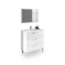 Mueble de baño de 3 cajones en blanco brillo con espejo 80 cm Feel
