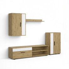 Salón modular con mueble TV en blanco artik y aplino 190 cm Lunet