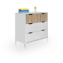 Cómoda de 3 cajones amplios y versátiles en blanco artik y natur 70,5x76 cm Nitza On