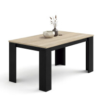 Mesa de comedor fija en negro y roble canadian 140X80 cm Naya