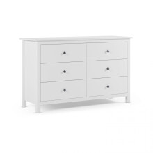 Cómoda de 6 cajones robusta y diseño atemporal en blanco 130x80 cm Bay