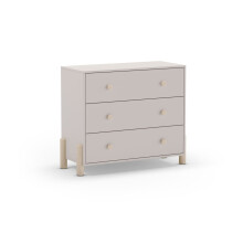 Cómoda de 3 cajones amplios y versátiles en beige y oak soft 90x80 cm Misty Dawn