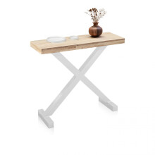 Mueble de recibidor consola en roble salvaje y blanco 90x30 cm Xeon