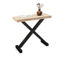 Mueble de recibidor consola en roble salvaje y negro 90x30 cm Xeon