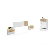 Dormitorio compuesto por 4 piezas en blanco artik y natur Nitza 5C