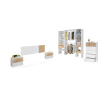 Dormitorio compuesto por 5 piezas en blanco artik y natur Nitza 5C Plus