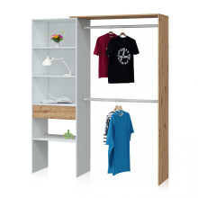 Armario vestidor funcional de gran capacidad en blanco soft y roble nodi 158x187 cm Ezra