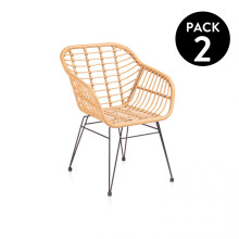 Pack 2 sillas de exterior de ratán 61x56 cm Zaza