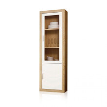 Vitrina alta de salón con gran capacidad en cambria y blanco 193,2 cm Nuka