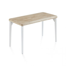 Mesa de escritorio con patas metálicas en blanco y roble 120x60 cm Padma