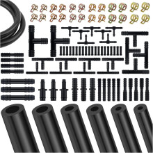 94PCS 5Ft Vacuum Hose Automotive Set,6 Sizes Silicone Vacuum Lines Kit with 64 Connectors & 24 Clamps,Vacuums Hose Kit