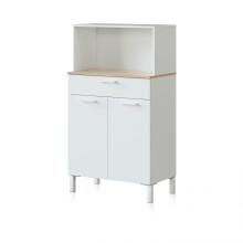 Alacena de cocina con 2 puertas y 1 cajón en blanco artik y roble canadian 108x186 cm Colin