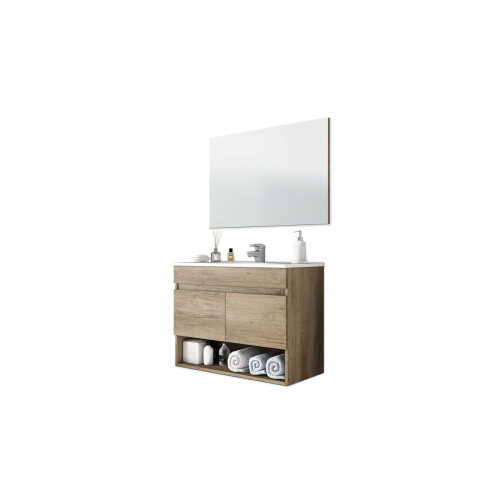 Mueble de baño con espejo Cotton 2 puertas