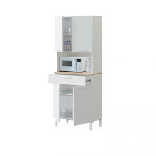 Alacena de cocina con 4 puertas y 1 cajón en blanco artik y roble canadian 108x186 cm Colin