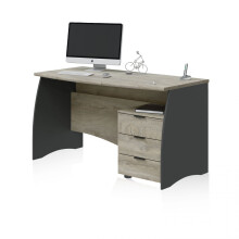Mesa de escritorio con 3 cajones en roble alaska y gris antracita 136x67 cm Elan