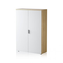 Armario auxiliar de 2 puertas en blanco mate y roble canadian 80x119 cm Work