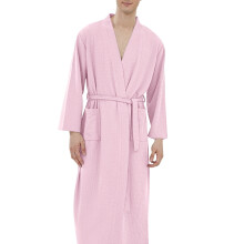 Women's Terry Cloth Robe White Blue Polyester Kimono Style