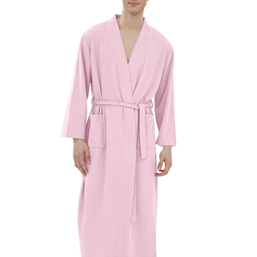 Women's Terry Cloth Robe White Blue Polyester Kimono Style