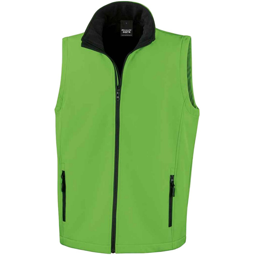 Result (L, Vivid Green/Black) Mens Core Printable Soft Shell Bodywarmer