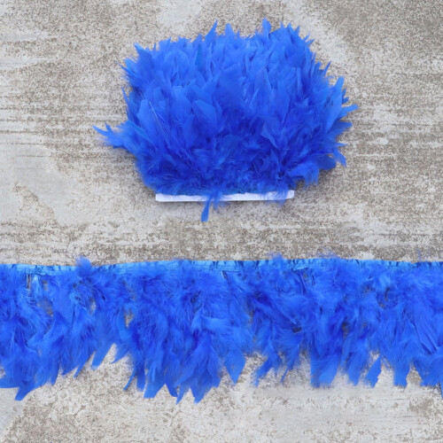 Turkey Feather Trim Natural Blue 4-6 in Wide 1