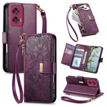 Purple PU Leather Wallet Case for Motorola Moto Edge 50