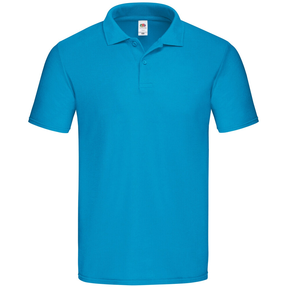 Fruit Of The Loom (M, Azure Blue) Mens Original Polo Shirt