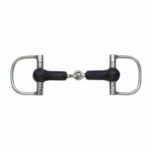 (5.5in, Black/Silver) Shires Rubber Jointed Horse D-Ring Snaffle Bit