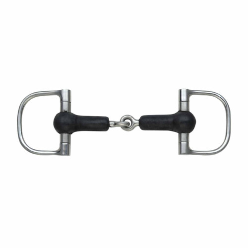 (5.5in, Black/Silver) Shires Rubber Jointed Horse D-Ring Snaffle Bit