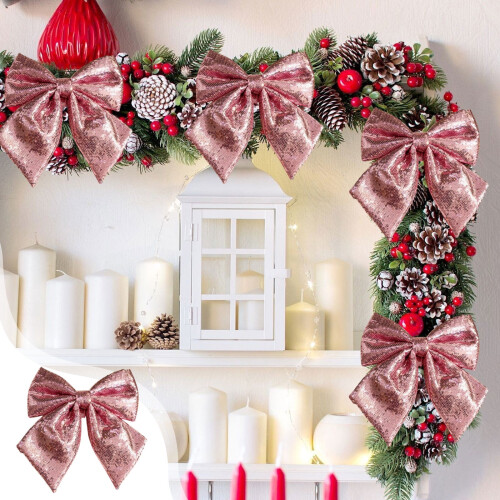 Christmas Bow Ornament for Tree Topper Wreath Decoration 1