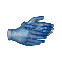(M, Blue) Aurelia Delight Blue PD Blue Powdered Vinyl Gloves (Pack Of 100)