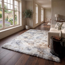 (SILVER GREY, 160cm x 230cm (5ft 4" x 7ft 8")) Non-Slip Rugs Shaggy Fluffy Living Room Carpet Mat