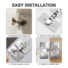 4Pack Cabinet Hinge Repair Plate with 2Pack Full Overlay Soft Closing Cabinet Hinges-Hinge Repair Kit Plate for Cabinet