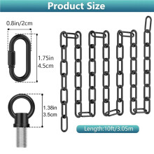 2pcs 10 Feet Industrial Black Light Fixture Chain, Adjustable Extension Chain with Connection Locks for Light Fixture
