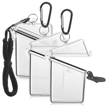 3 Pack Waterdichte Id-Kaart Badge Houder Case met Lanyard, Clear Waterdichte Kaarthouder Lanyards voor Id-Badges en Sleutels