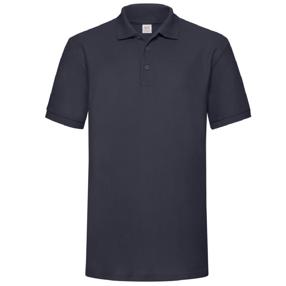 Fruit Of The Loom (M, Deep Navy) Mens 65/35 Heavyweight Pique Short Sleeve Polo Shirt