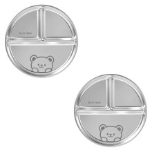 2PCS Stainless Steel Divided Western Food Plate Pasta Dish Salad Barbecue Plate Stackable Breakfast Plate Tableware,D