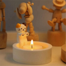Cartoon Kitten Candle Holder, Cat Warming Its Paws Candle Holder,DIY Handmade Storage Box Holder,Home Decoration A