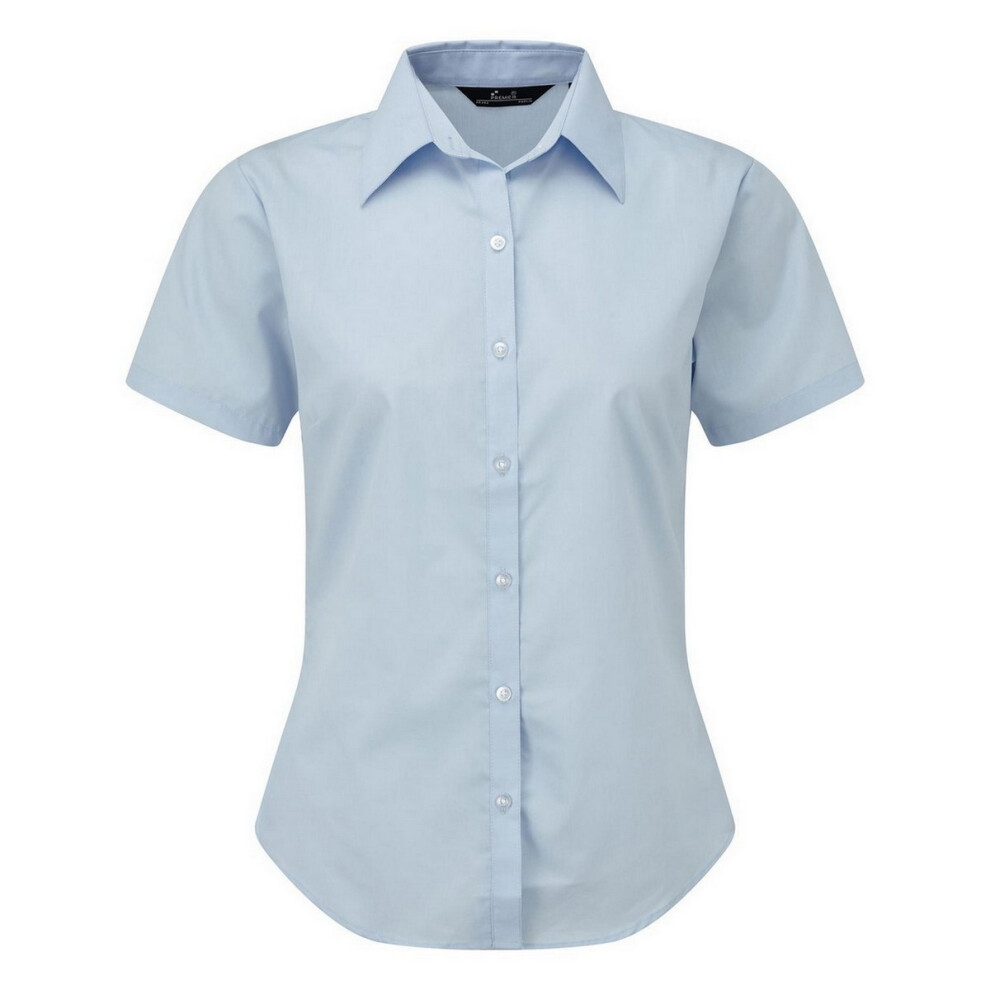 Premier (30, Light Blue) Short Sleeve Poplin Blouse / Plain Work Shirt