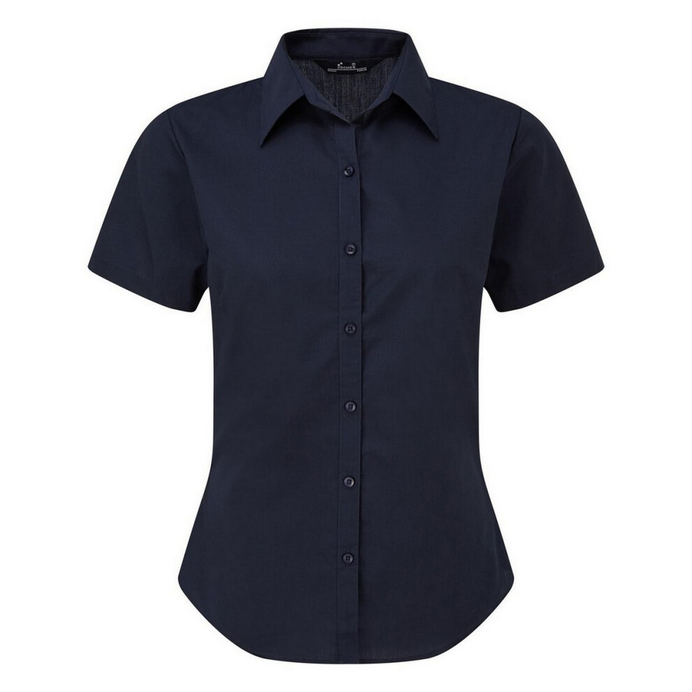 Premier Light/Blue/White Short Sleeve Poplin Blouse / Plain Work Shirt - Navy - 22 - Navy - 65% Polyester/35% Cotton - Image 2