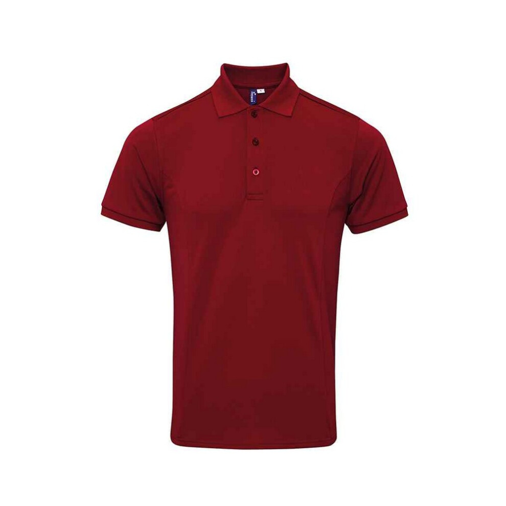 Premier (3Xl, Burgundy) Mens Coolchecker Plus Piqu Polo Shirt
