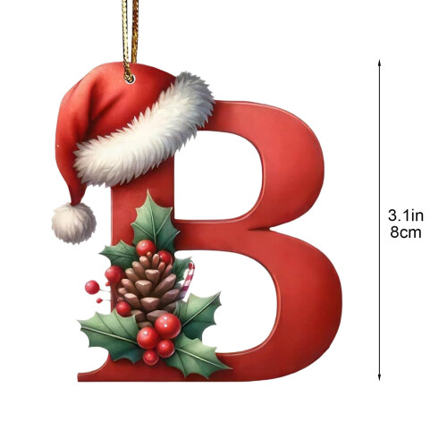 Acrylic Christmas Tree Pendant 26 Letters Red 2