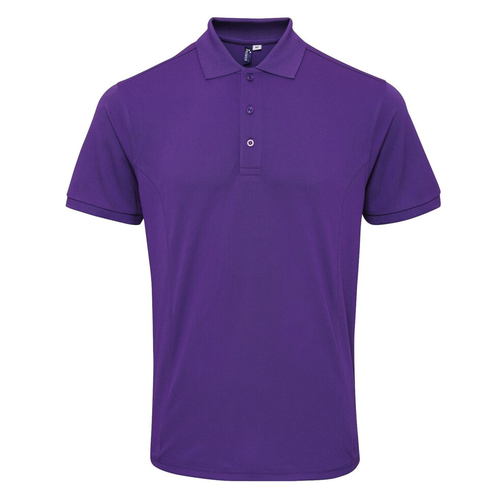 Premier (M, Purple) Mens Coolchecker Plus Pique Polo With Coolplus
