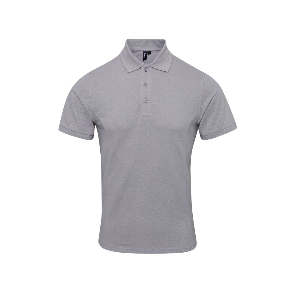 Premier (2Xl, Silver) Mens Coolchecker Plus Pique Polo With Coolplus