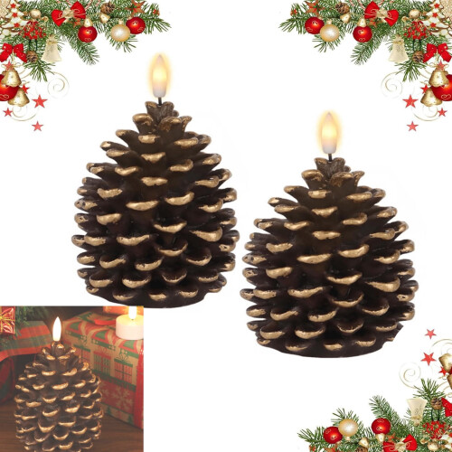 Flameless LED Pinecone Candle Real Wax Look 1 Pack