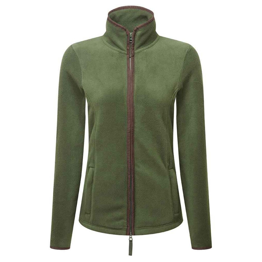 Premier (M, Moss Green/Brown) Womens/Ladies Artisan Contrast Trim Fleece Jacket