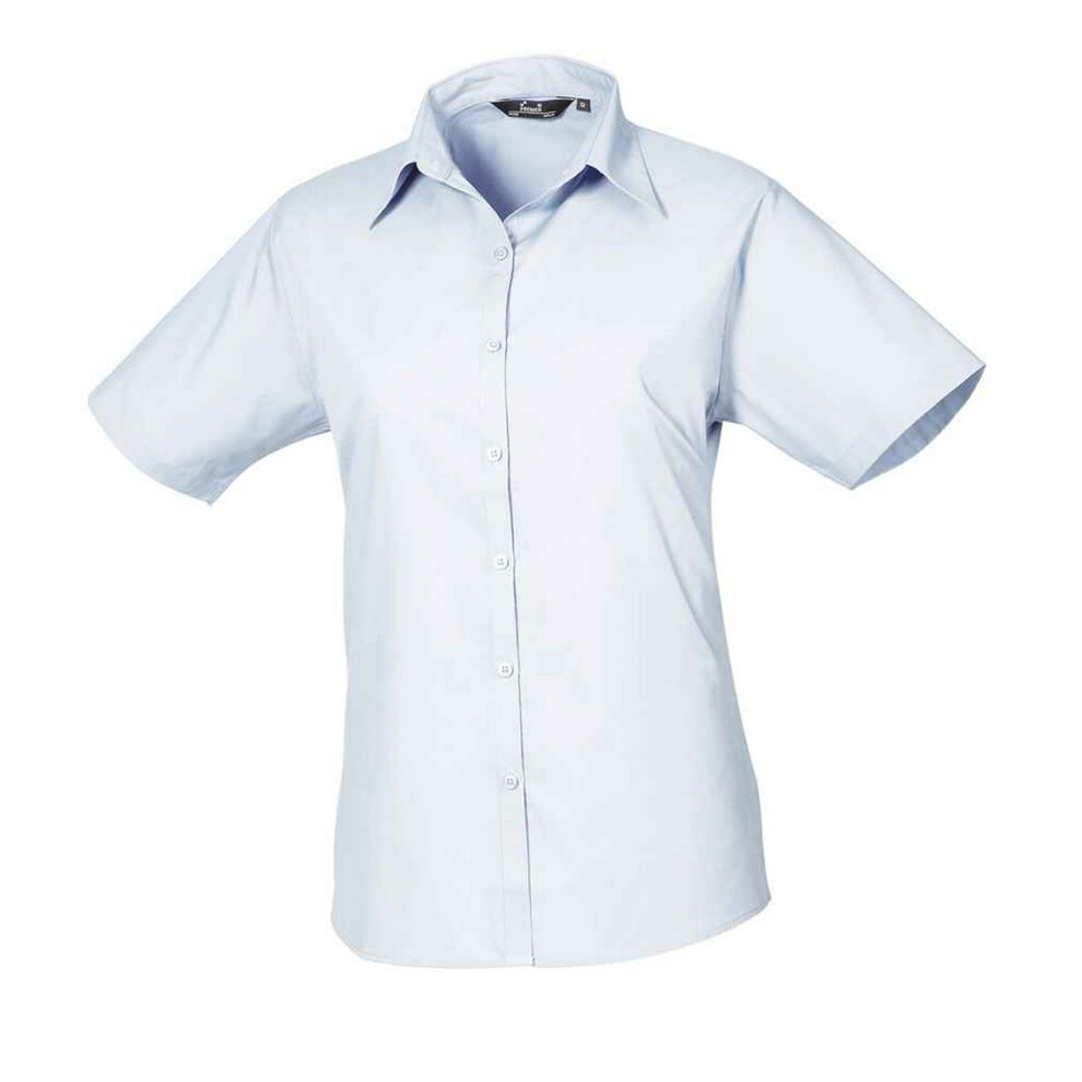 Premier (18 Uk, Light Blue) Womens/Ladies Poplin Short-Sleeved Blouse