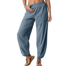 Women's Casual Cropped Pants Navy Blue XL