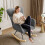 Rocking Chair, High Back Teddy Upholstered Chair 11